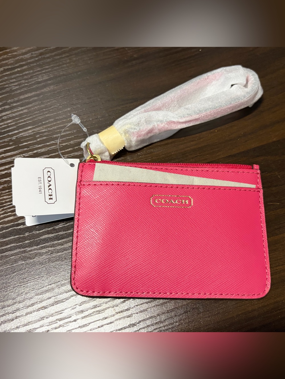 NWT Coach Darcy ID Skinny Wristlet, Pomegranate Pink, F50735